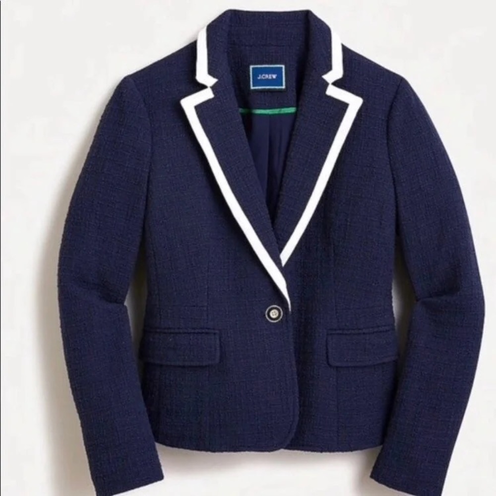 NWT J. Crew Peplum Blazer in Textured Tweed Navy Size 4